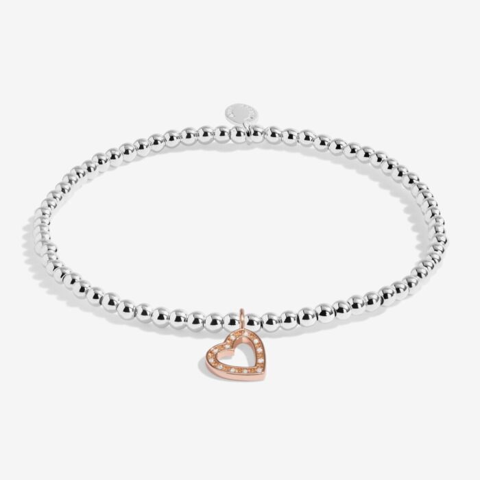 Joma Jewellery A Little 'Happy Birthday Beautiful' Bracelet In Silver And Rose Gold Plating